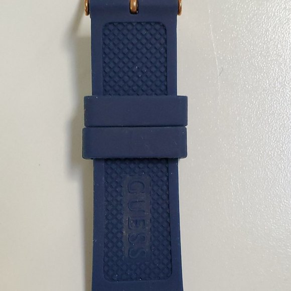 GUESS Rose Gold Watch with Blue Silicone Strap